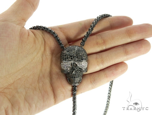 Skull and Cross Crucifix Black Diamond Pendant Chain 49785 - Image 10