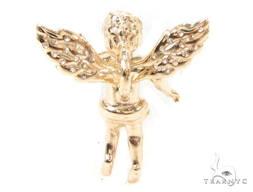 Small 14K Gold Diamond Angel Pendant 36691 - Image 4