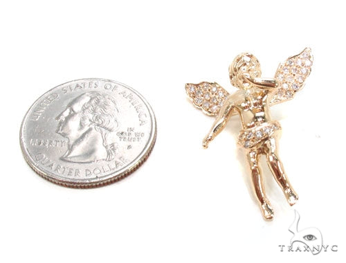 Small 14K Gold Diamond Angel Pendant 36691 - Image 5