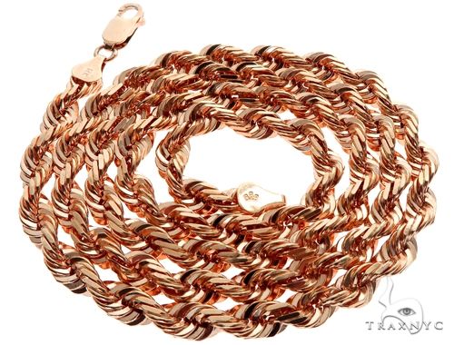 Solid 14K Rose Gold Rope Link Chain 24 Inches 6mm   64587 - Image 4