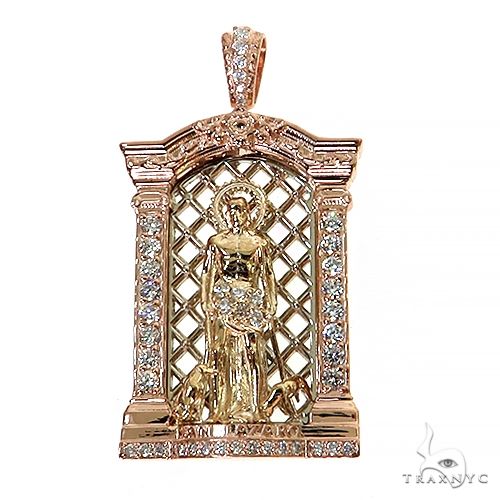 Tri-Color Mini St. Lazarus Diamond Pendant 68455 - Image 1