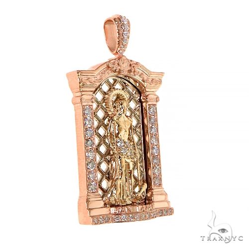 Tri-Color Mini St. Lazarus Diamond Pendant 68455 - Image 2