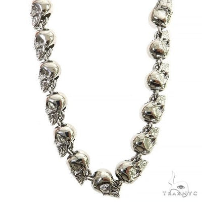 .925 Silver Skull Head Links Chain 68894
