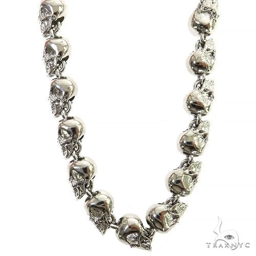 .925 Silver Skull Head Links Chain 68894