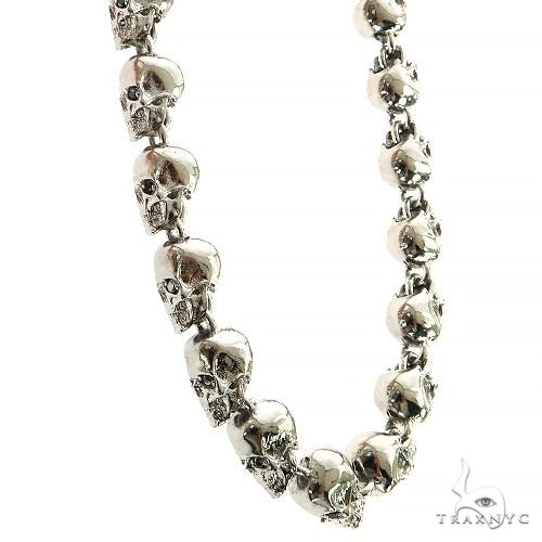 .925 Silver Skull Head Links Chain 68894