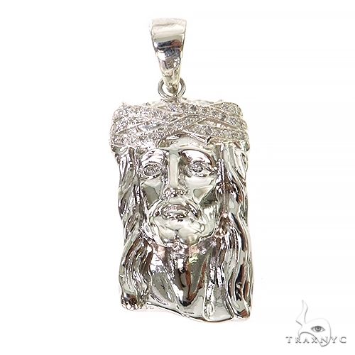 .925 Silver Diamond Small Jesus Pendant 67434 - Image 1