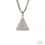 .925 Silver Pyramid Diamond Pendant Set With Miami Cuban Chain 67425 - Image 1