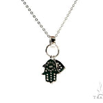 .925 Sterling Silver Hamsa Hand Evil Eye Charm 18'' inches Re-sizable Cable Link Chain Set 61367 - Image 3