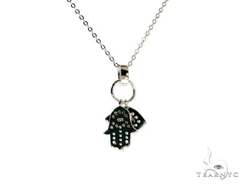 .925 Sterling Silver Hamsa Hand Evil Eye Charm 18'' inches Re-sizable Cable Link Chain Set 61367 - Image 3