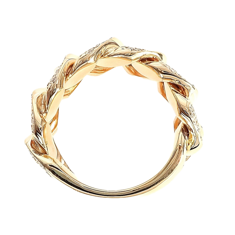 14K Yellow Gold 12mm 2 Row Diamond Miami Cuban Ring 65029
